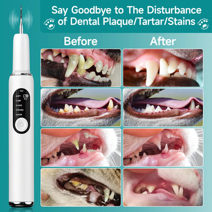 Ultrasonic Pet Dental Scaler with LED Light & 5 Cleaning Modes — USB-C Rechargeable Tartar Remover for Dogs & Cats