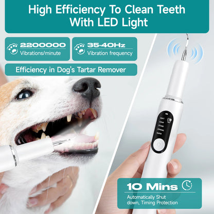 Ultrasonic Pet Dental Scaler with LED Light & 5 Cleaning Modes — USB-C Rechargeable Tartar Remover for Dogs & Cats